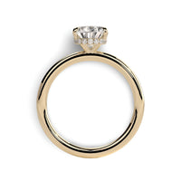 2.0ct Pear Cut Solitaire Ring with Hidden Halo – 5-Claw Setting | 9–18k Yellow Gold
