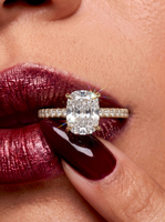 3.0CT Cushion Cut Hidden Halo Pavé Engagement Ring