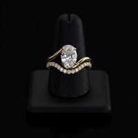 3.0ct Oval Cut Twisted Band Solitaire Ring - 9-18K Yellow Gold
