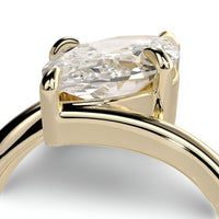 Marquise Cut Bypass Solitaire Ring - 9-18K Yellow Gold