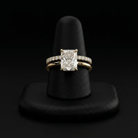 3.0ct Radiant Cut Low-Set Hidden Halo Solitaire Ring - 9K-18K Yellow Gold