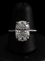 3.0ct Elongated Cushion Moissanite Solitaire | Hidden Halo & Cathedral Setting
