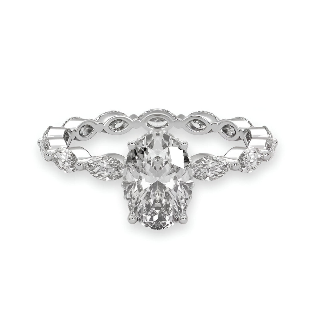 2.0CT Oval Cut W/ Full Marquise Band MG ESSENCE