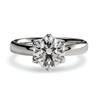 2.0ct Round Brilliant Solitaire with Petal-Style Six-Prong Setting - Sterling Silver & 9-14K White Gold
