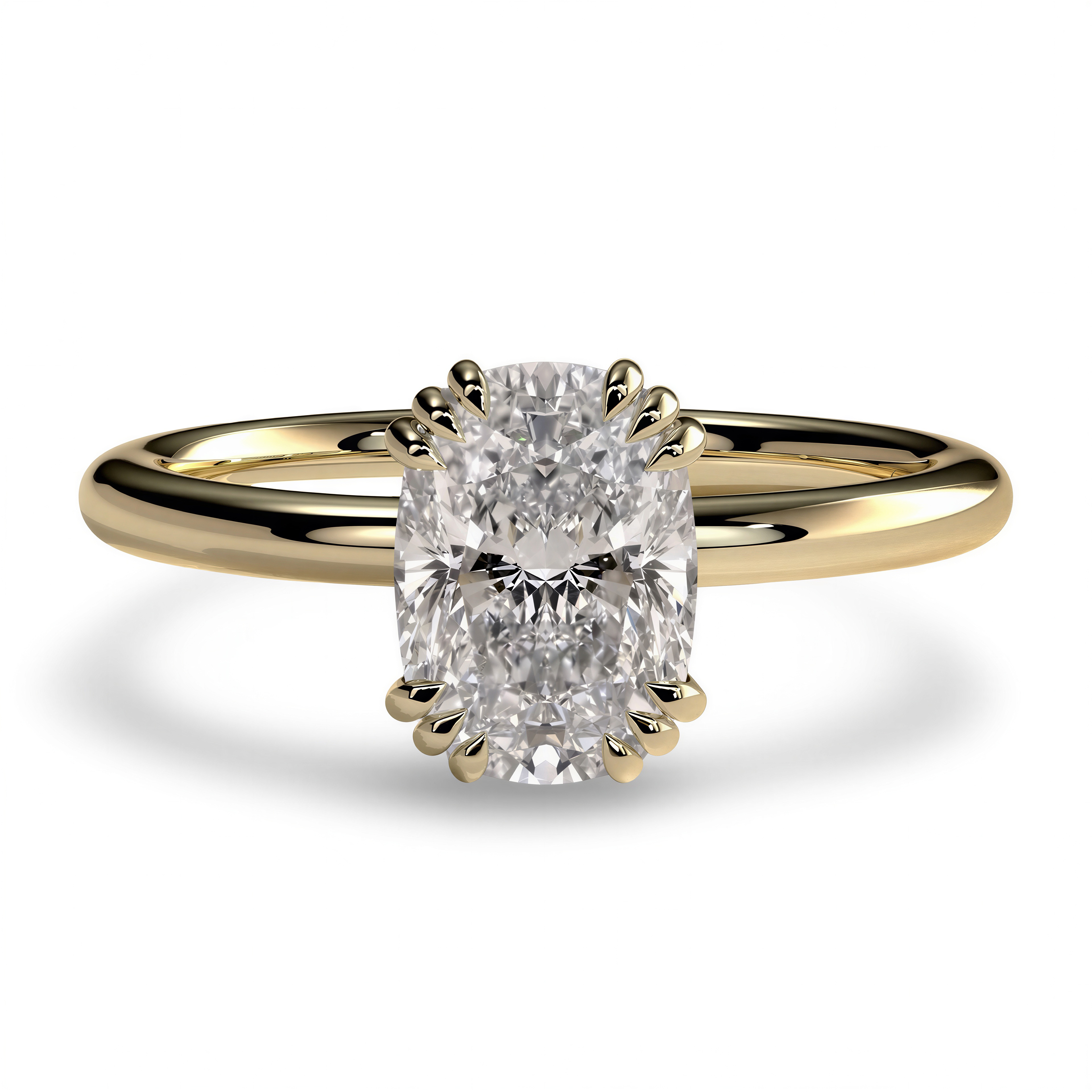 MG Talon™ Cushion Cut Solitaire with Triple-Claw Prongs