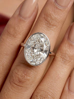 4.0 ct Oval Cut Moissanite Bezel Ring — Sterling Silver & White Gold
