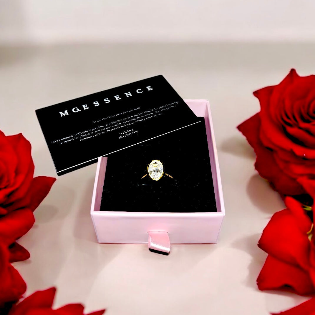 MG INVICTA®️ 3.0 CT Gold Oval Cut Bezel Setting Ring - MG ESSENCE