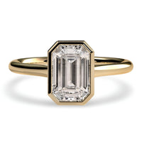 4.0ct Emerald Cut Bezel Ring in 9-18K Yellow Gold