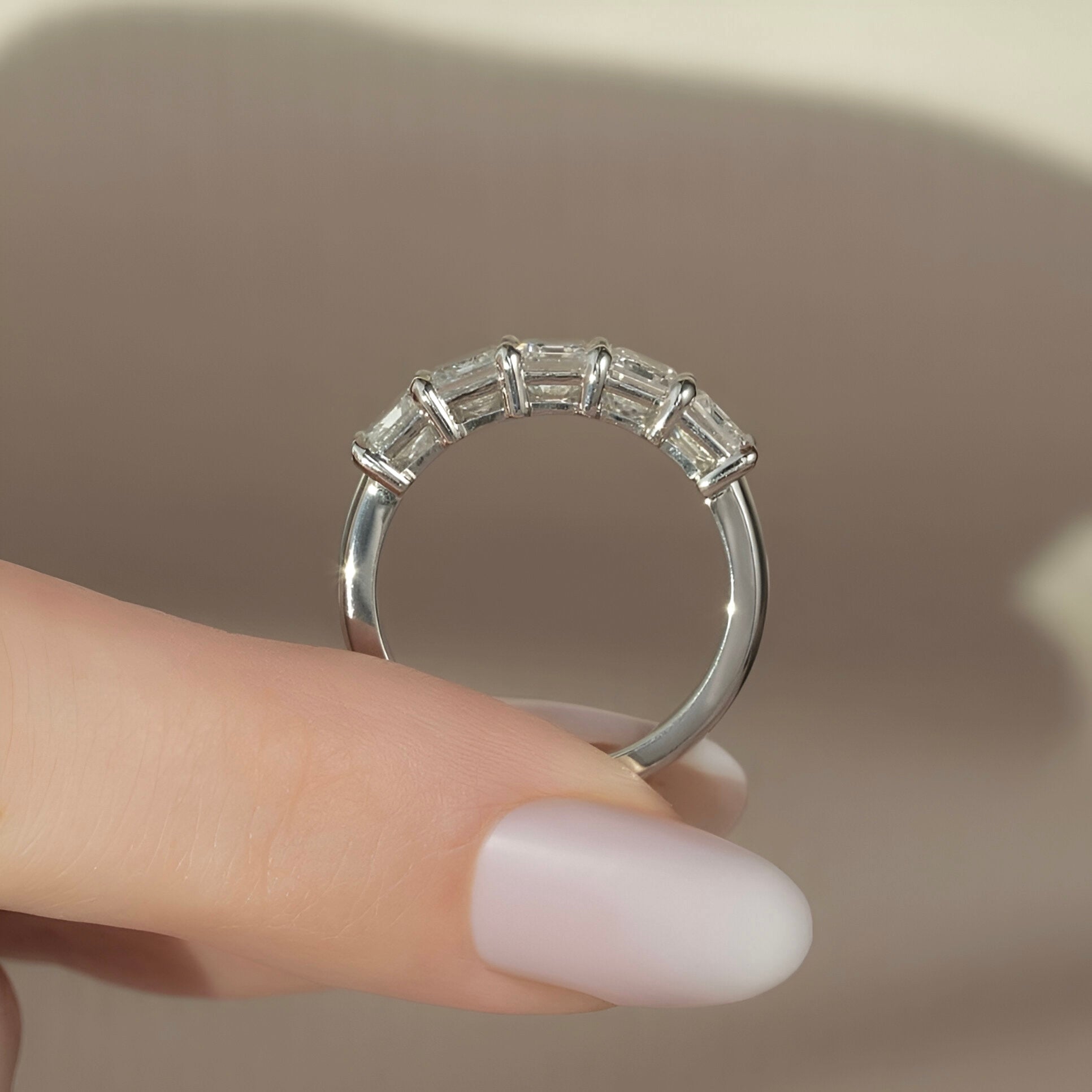 Elysian Edge | Emerald Half Eternity Ring in Sterling Silver MG Essence