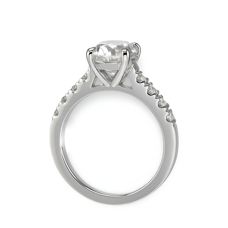 3.0ct Oval Cathedral Pavé Gemstone Ring