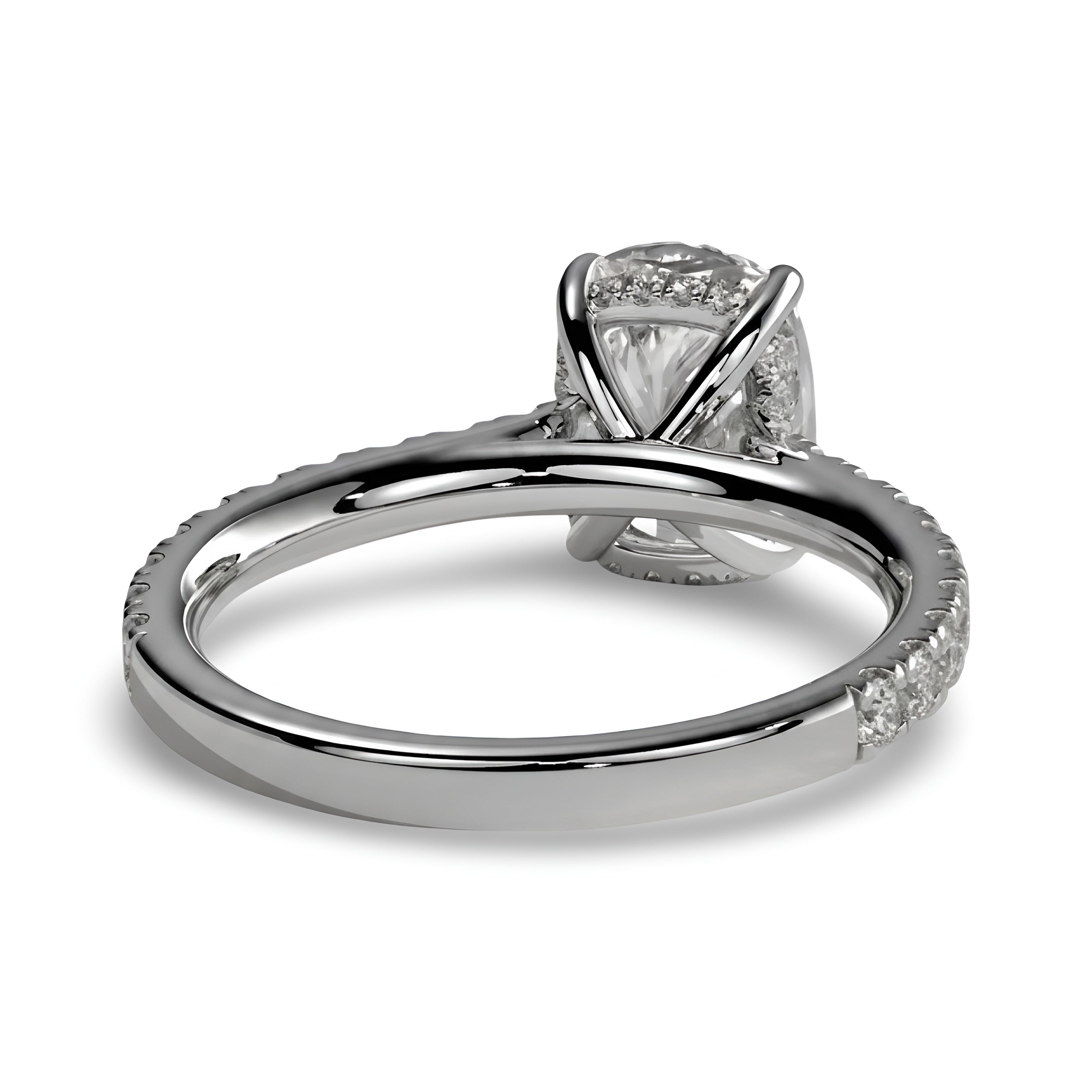 3.0CT Cushion Cut Hidden Halo Pavé Solitaire Ring
3mm Pavé Band | White Gold