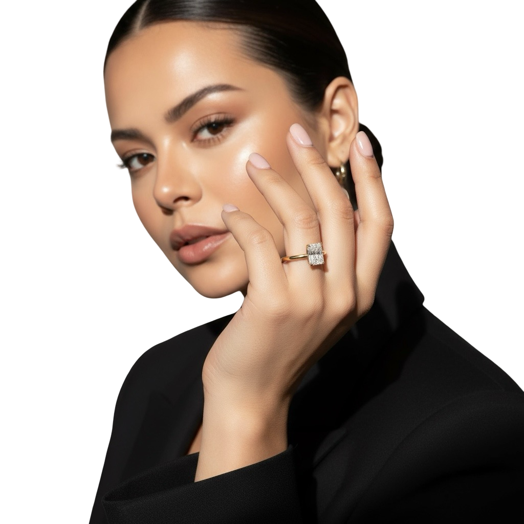 MG Luminaire™️ 3.0CT Radiant Cut Solitaire Ring - 9CT, 14CT, and 18K Yellow Gold