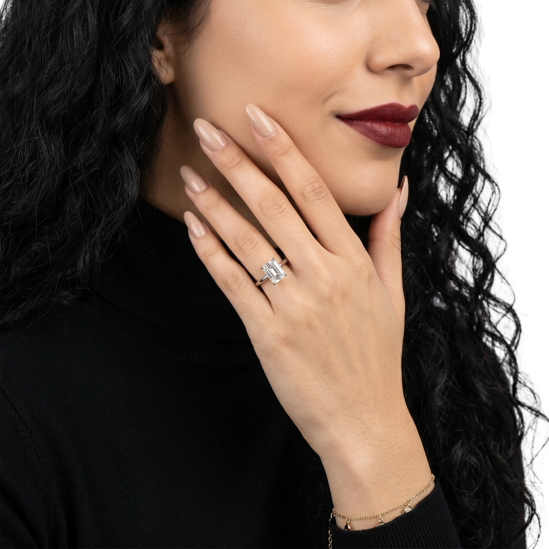3.0ct Emerald Cut Hidden Halo Solitaire
