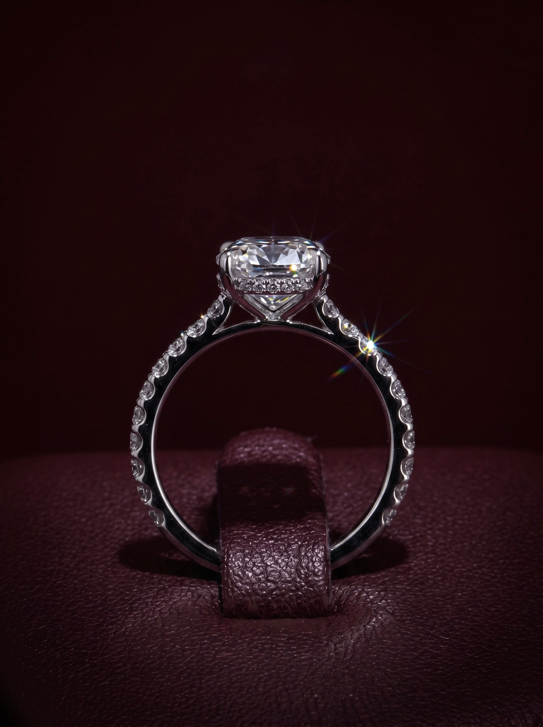 3.0CT CUSHION CUT HIDDEN HALO PAVÉ ENGAGEMENT RING