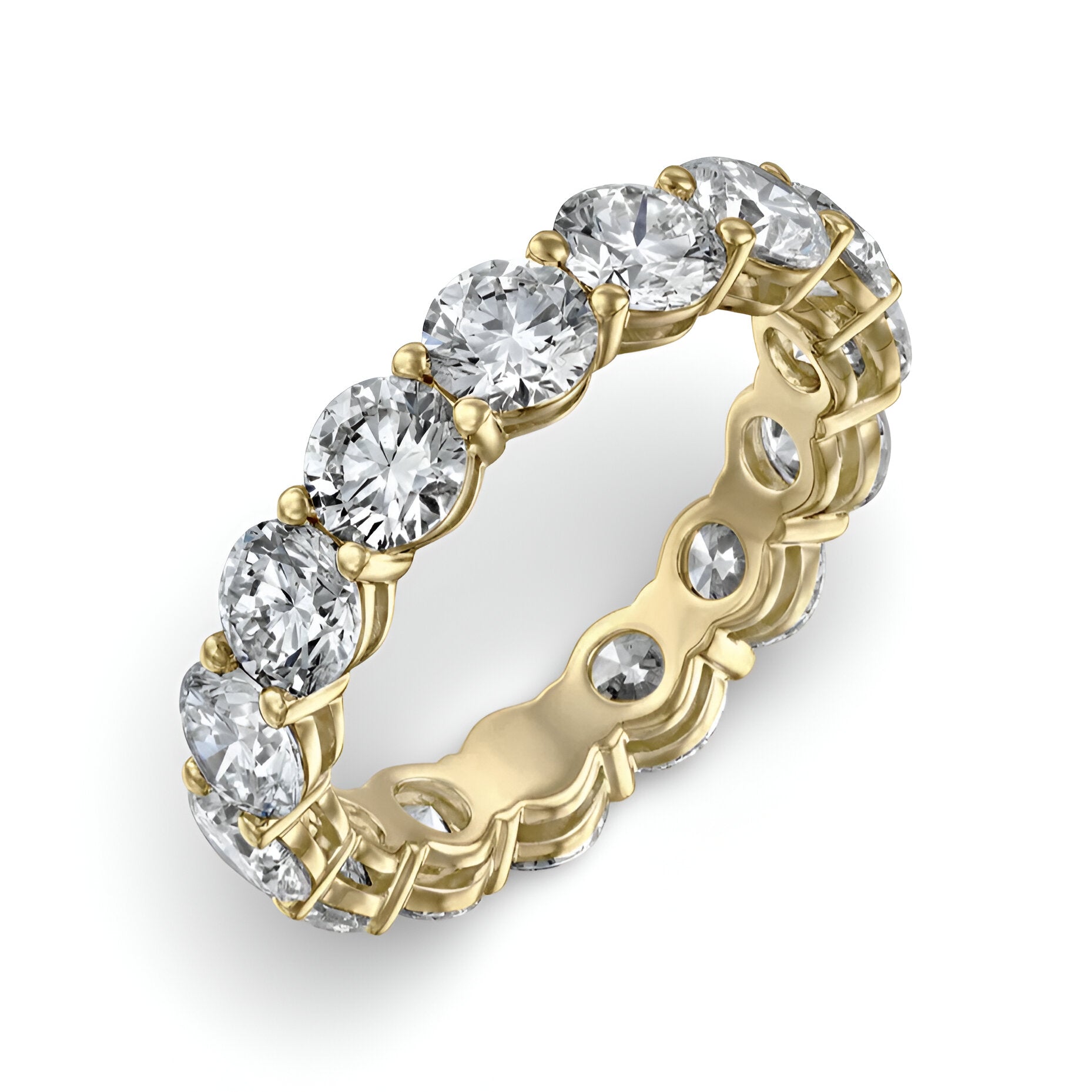 6.0CT Round-Cut Eternity Band | 6mm | 9-18K Yellow Gold