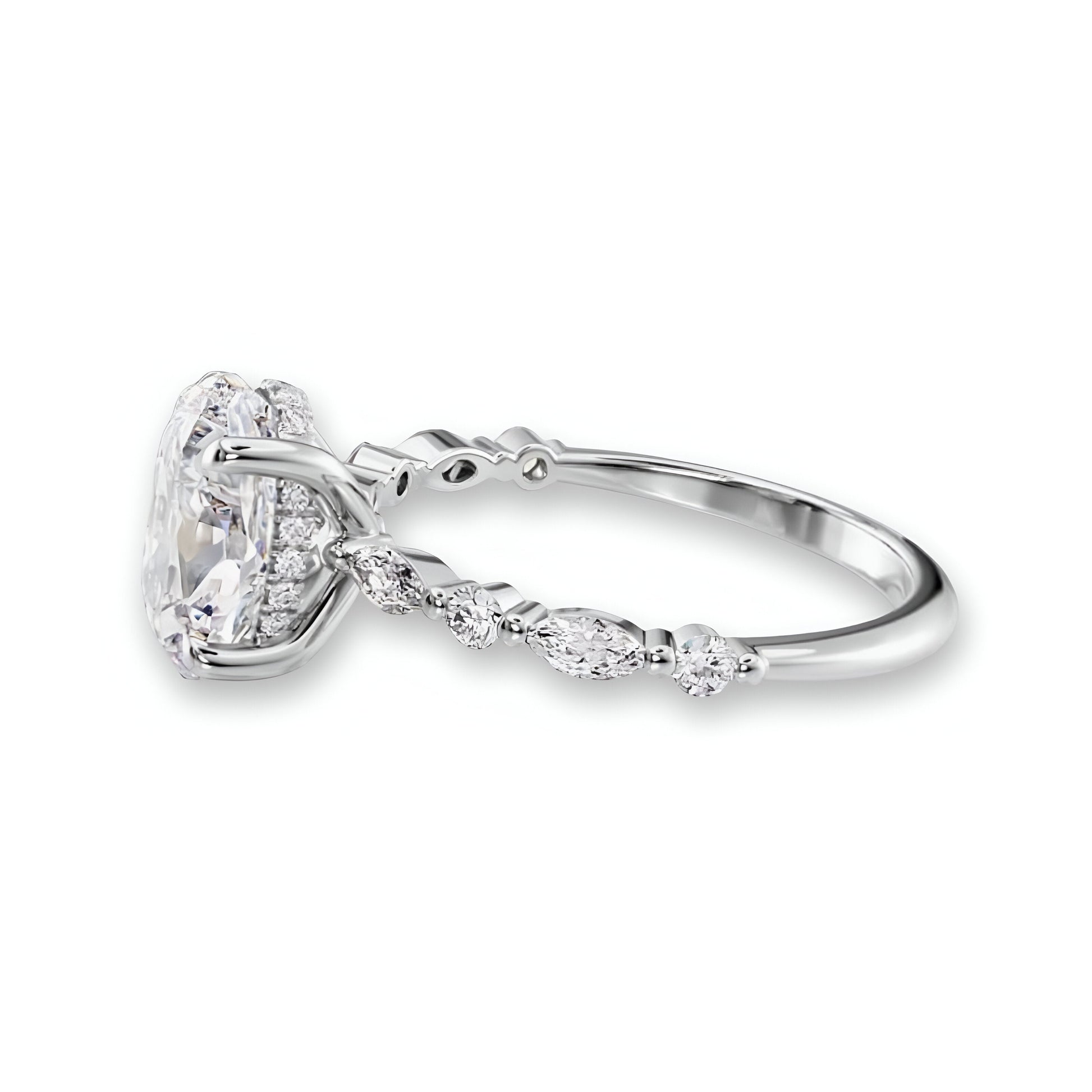 2.0CT Oval Cut W/ Half Eternity Marquise Band MG ESSENCE