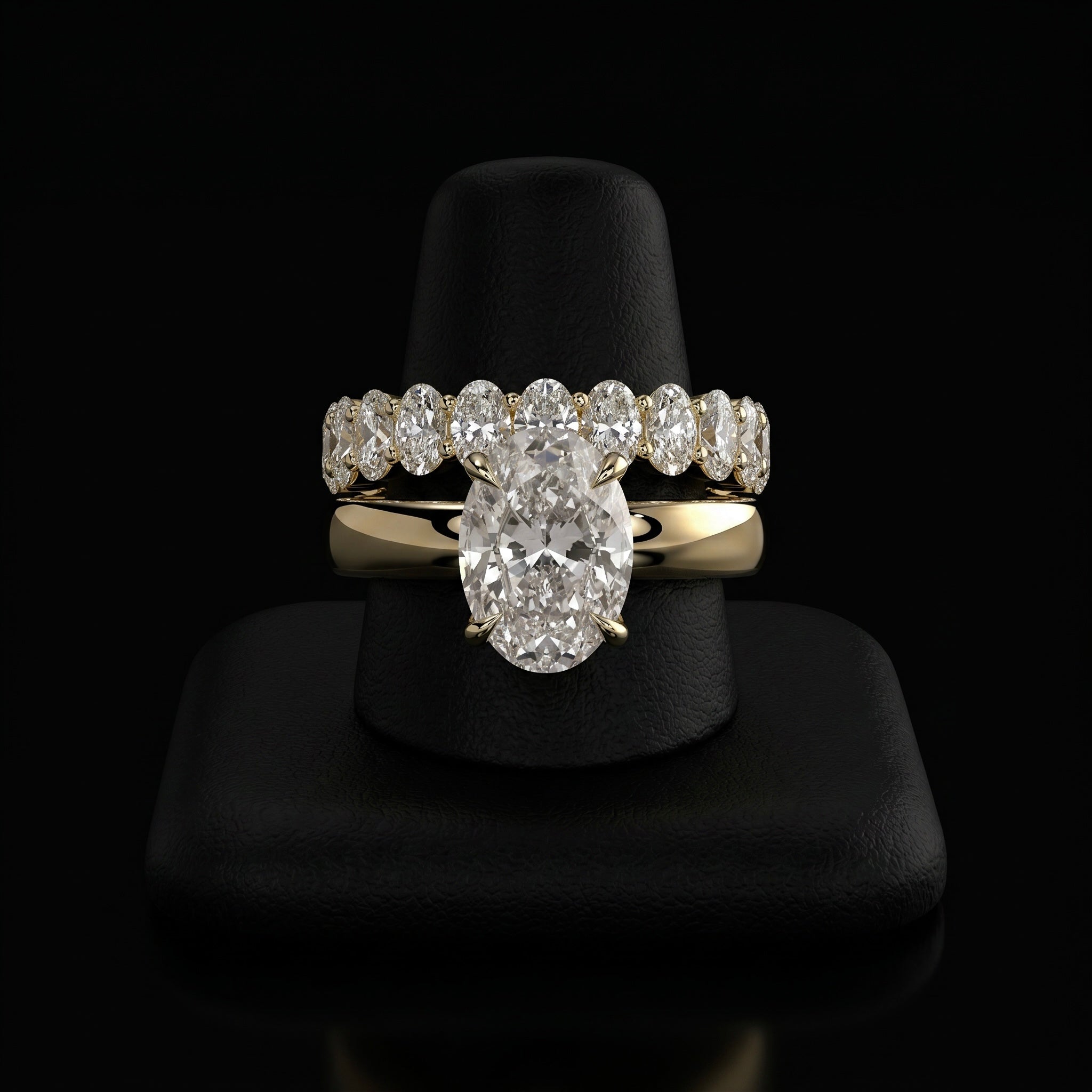 2.0ct Oval Cut Hidden Halo Solitaire Ring – 3.5mm Band
