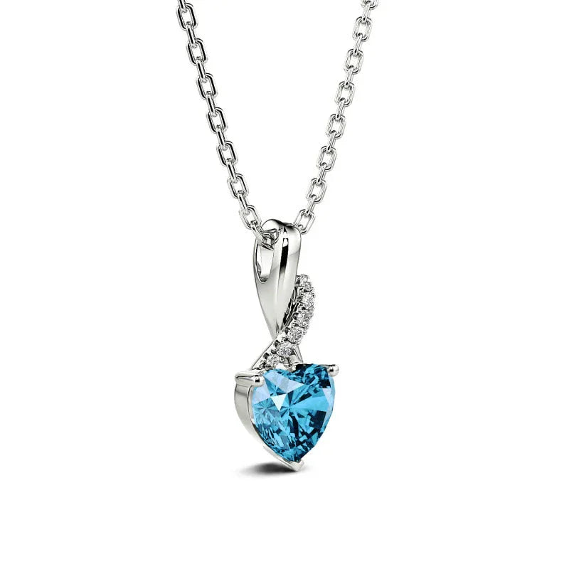 Blue Princess Heart Necklace