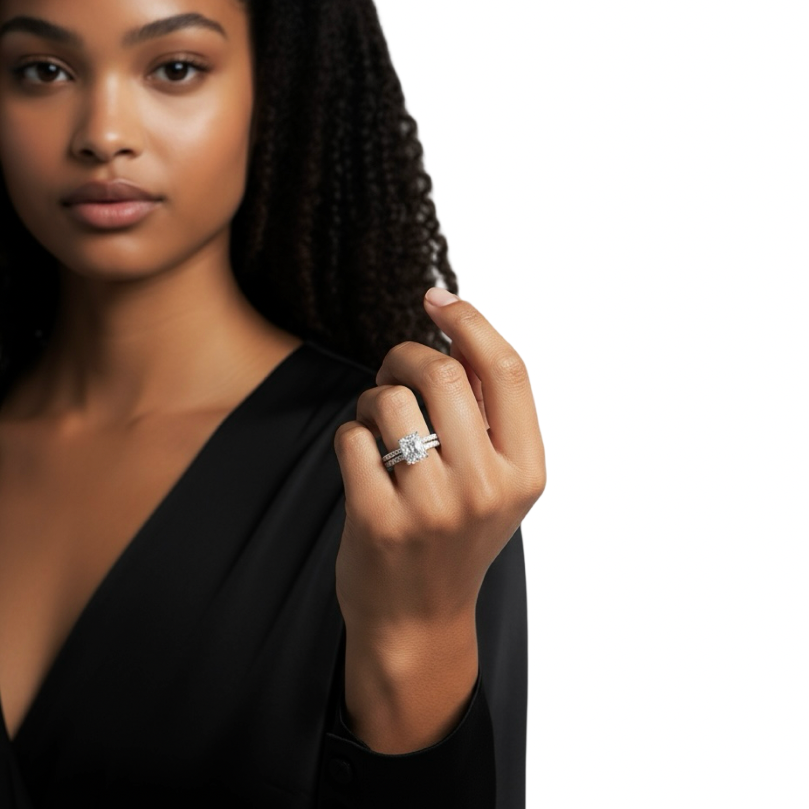4.0CT Radiant Cut W/ Hidden Halo & Pavé Band MG ESSENCE