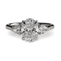 MG AURELIA 3-Stone Oval Cut Ring with Pear Side Stones - Sterling Silver & White Gold