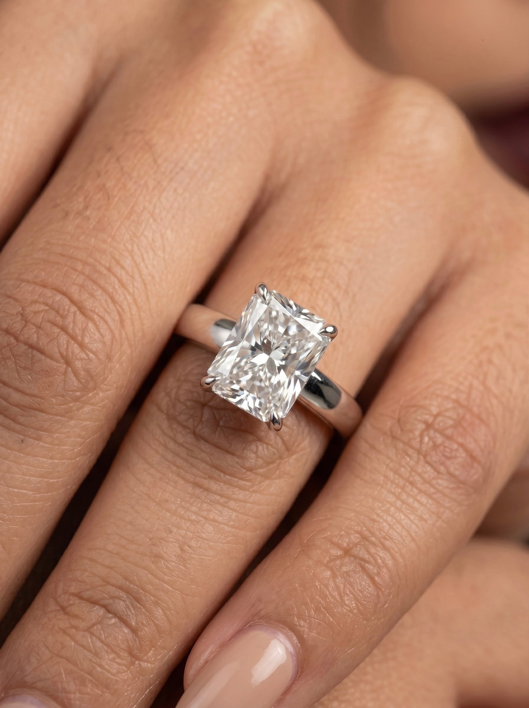 3.0ct Radiant Cut Hidden Halo Solitaire Ring
