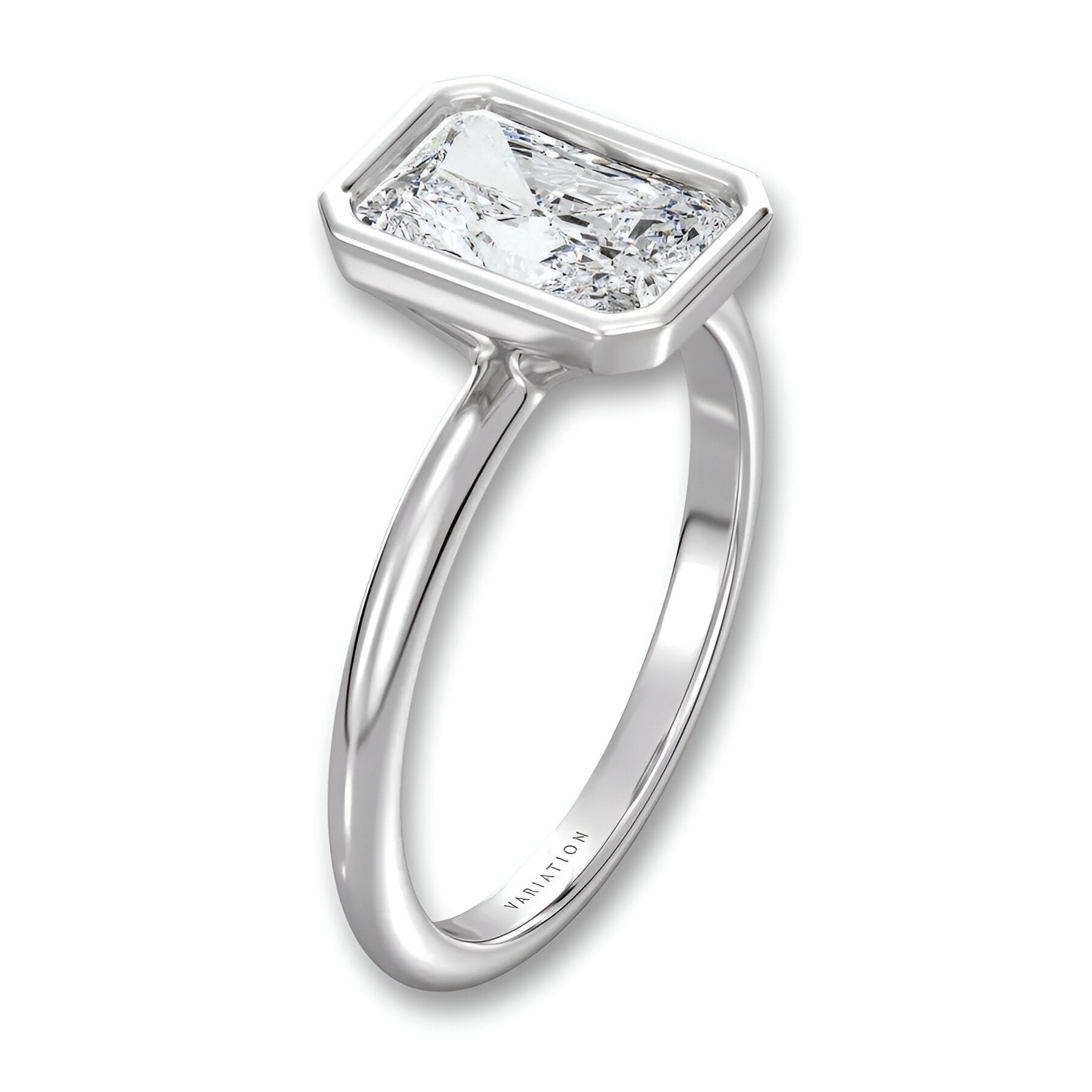 3.0 CT Radiant Cut Solitaire Bezel Setting Ring