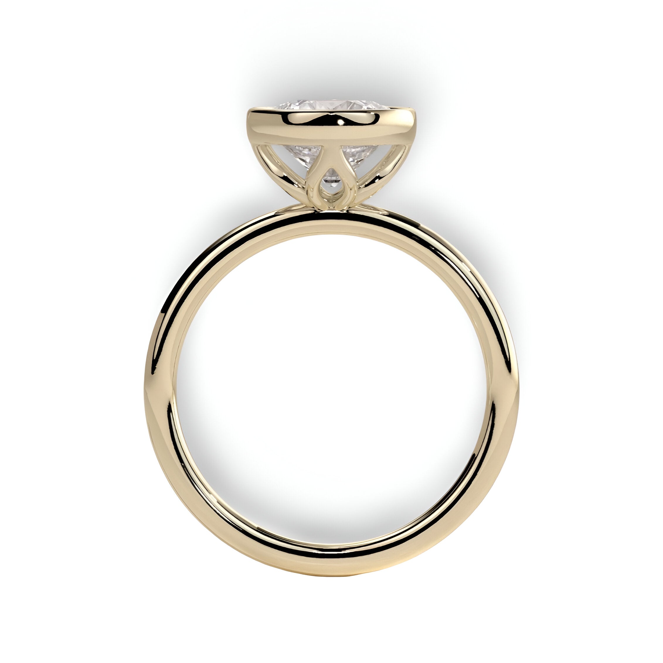 2.0ct Premium Round Brilliant Solitaire Ring – Bezel with Petal Prongs | 9K–18K Yellow Gold