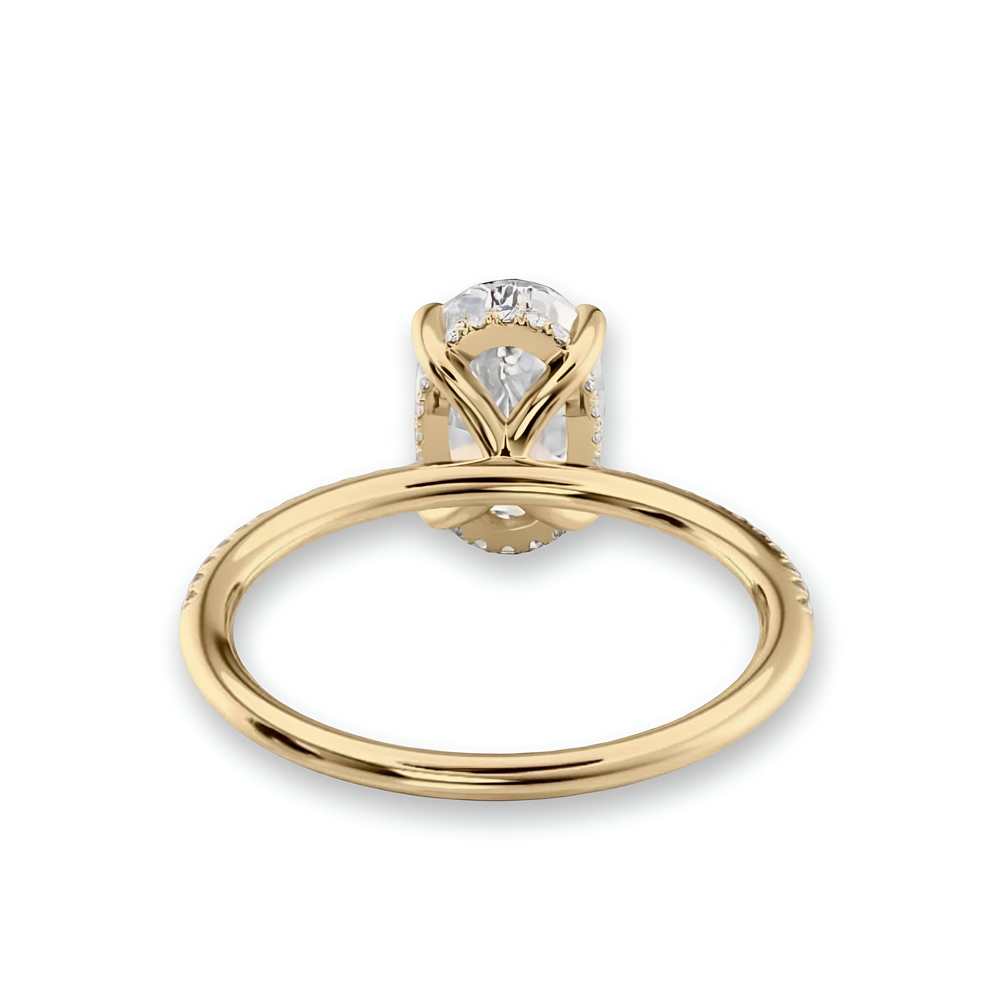 3.0CT Gold Oval Cut Ring W/ Hidden Halo Set in Pavé