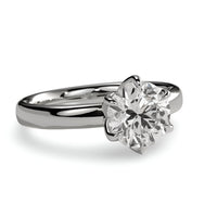 2.0ct Round Brilliant Solitaire with Petal-Style Six-Prong Setting - Sterling Silver & 9-14K White Gold