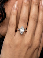 2.0ct Marquise Cut Hidden Halo Solitaire – Sterling Silver & White Gold Edition