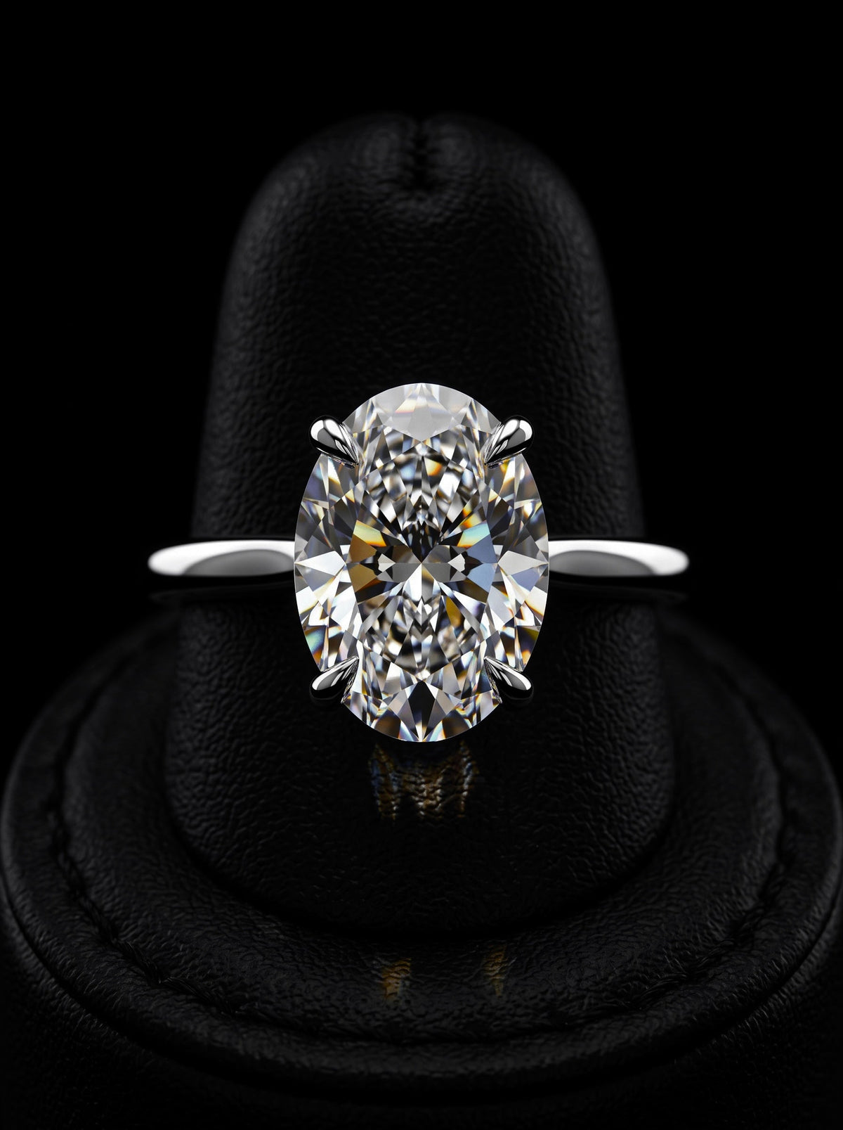 3.0ct Oval Moissanite Solitaire | Hidden Halo & Cathedral Setting MG ESSENCE