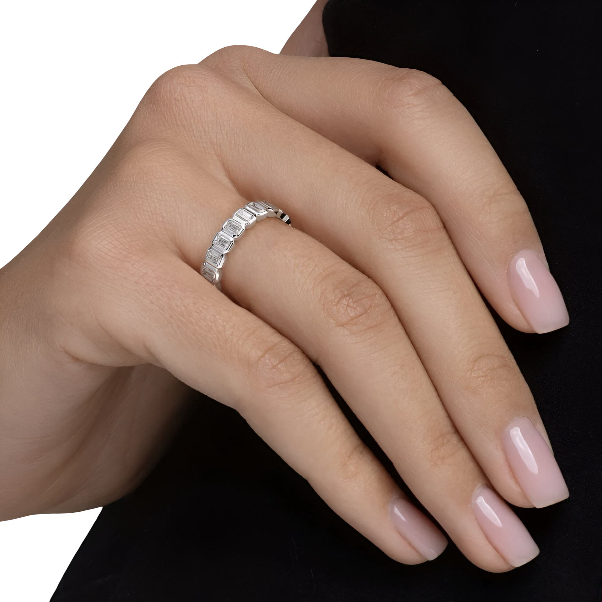 The Eternal Radiance™ Emerald Cut Moissanite Band MG ESSENCE