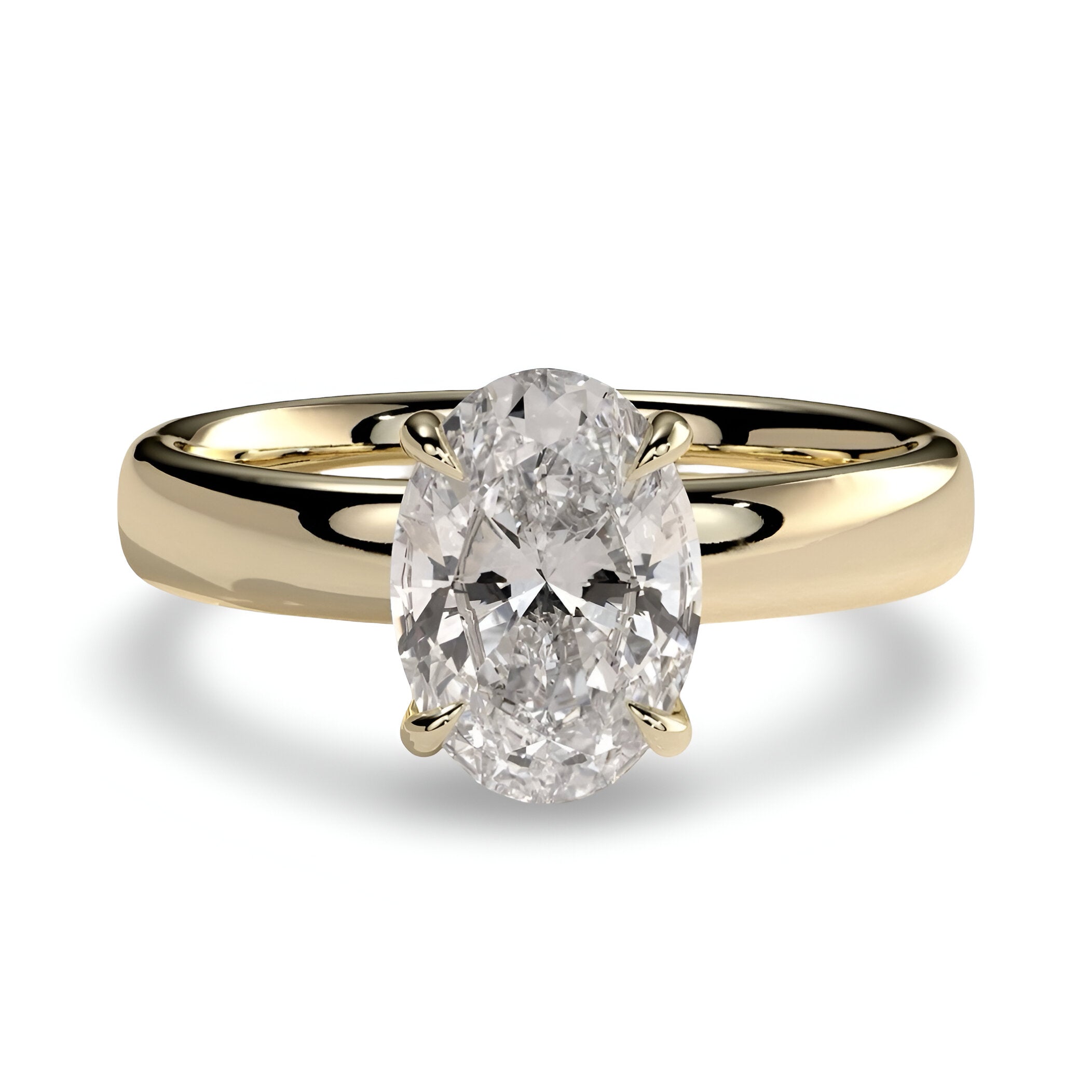 2.0ct Oval Cut Hidden Halo Solitaire Ring – 4mm Band