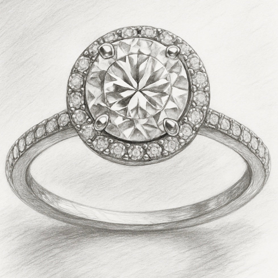 The Astrid – 2.0ct Round Halo in Signature Pavé MG Essence