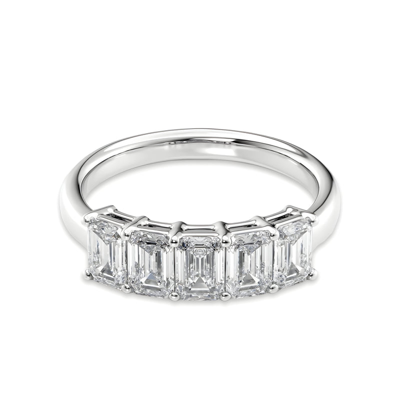 ELYSIAN EDGE™️ Emerald Half Eternity Ring in Sterling Silver