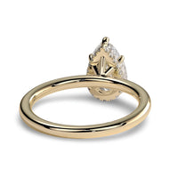2.0ct Pear Cut Solitaire Ring with Hidden Halo – 5-Claw Setting | 9–18k Yellow Gold
