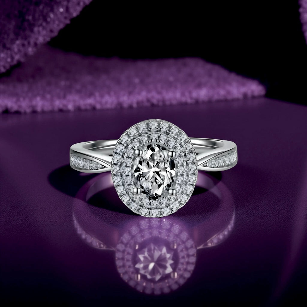 MG Aurora®️1.5 CT Oval Halo Ring - MG ESSENCE