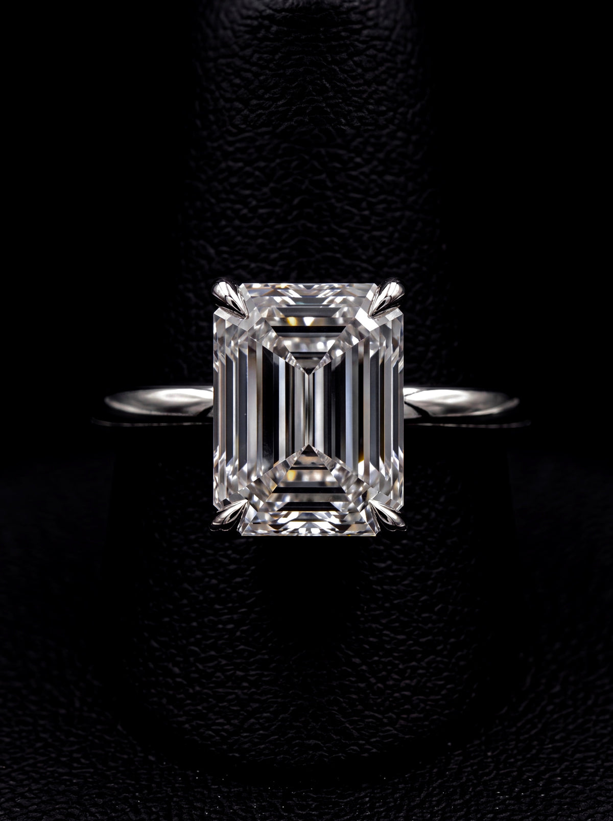 3.0ct Emerald Cut Hidden Halo Solitaire MG ESSENCE