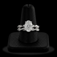 3.0ct Oval Cut Hidden Halo Twisted Shank Solitaire - Sterling Silver & 9-14K White Gold
