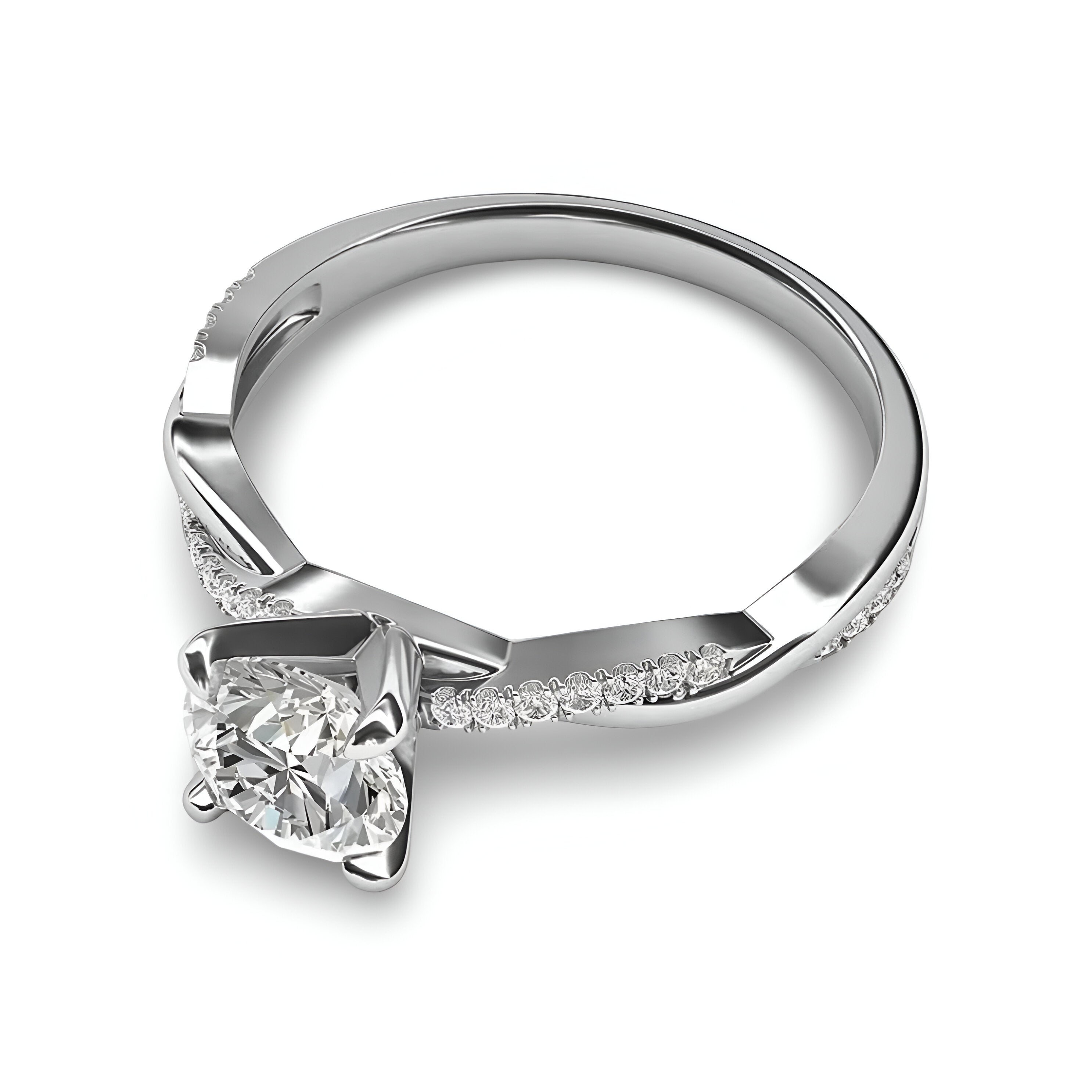 Twisted Pavé Solitaire Ring