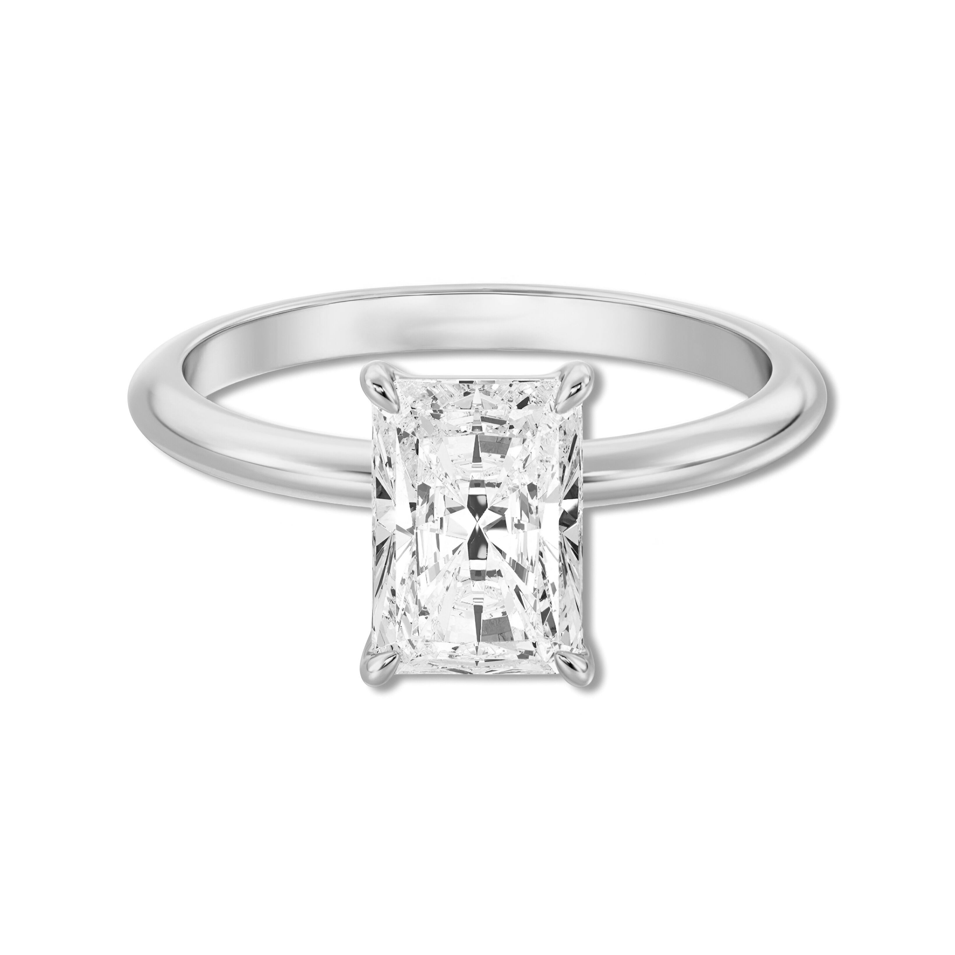 MG Radiant Aurora™ 3.0ct Radiant-Cut Solitaire Ring – Sterling Silver / White Gold (9ct & 14ct)