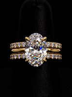 4.0CT Oval-Cut Moissanite · Hidden Halo Solitaire · Double Pavé Bridal Stack · Yellow Gold