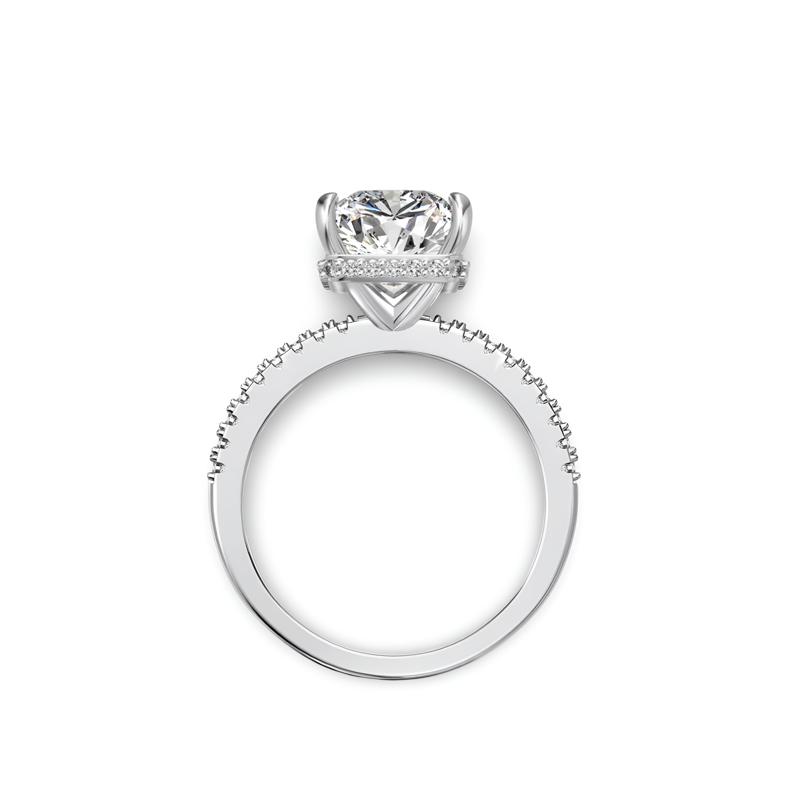 MG Vanter Glow™️ 4.0CT Radiant Cut with Hidden Halo & Pavé Ring in Sterling Silver & 14CT White Gold