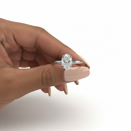 1.0ct Oval Cut Solitaire Ring – Classic Solitaire Setting | Sterling Silver or White Gold MG ESSENCE