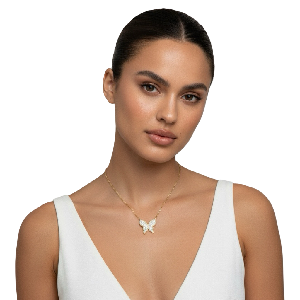 Moonlit Butterfly Necklace in 18K Gold Plated