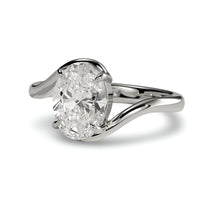 3.0ct Oval Cut Twisted Band Solitaire Ring - 9-18K White Gold