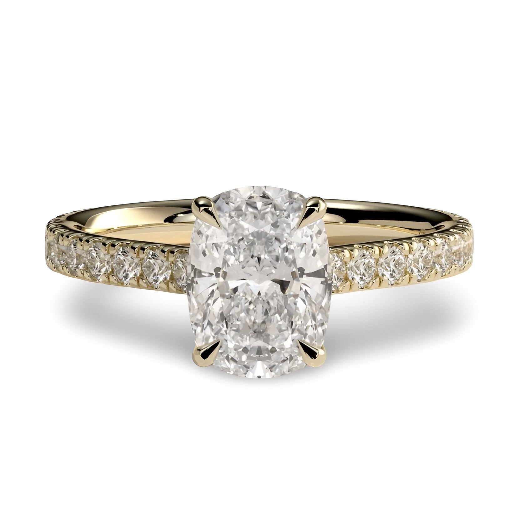 3.0CT Cushion Cut Hidden Halo Pavé Engagement Ring