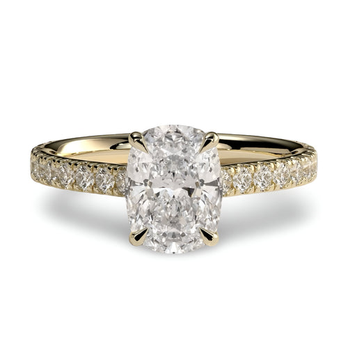 3.0CT Cushion Cut Hidden Halo Pavé Engagement Ring