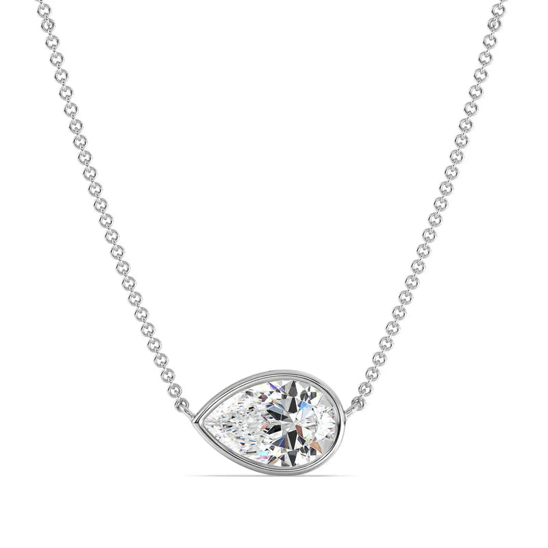Pear Cut Silver Necklace