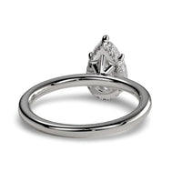 2.0ct Pear Cut Solitaire Ring with Hidden Halo – 5-Claw Setting | Sterling Silver & 9–14k White Gold